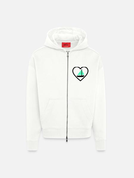 Cuore Vela – Passione Navigazione - Zip Hoodie - made by SPREAD - OFF WHITE