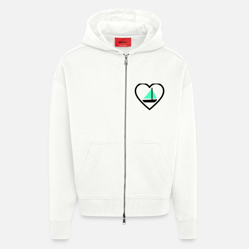 Cuore Vela – Passione Navigazione - Veste à capuche bio épaisse oversize fabriqué en UE - OFF WHITE