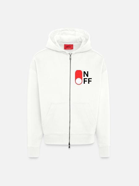 ON/OFF mode - Zip Hoodie - made by SPREAD - OFF WHITE