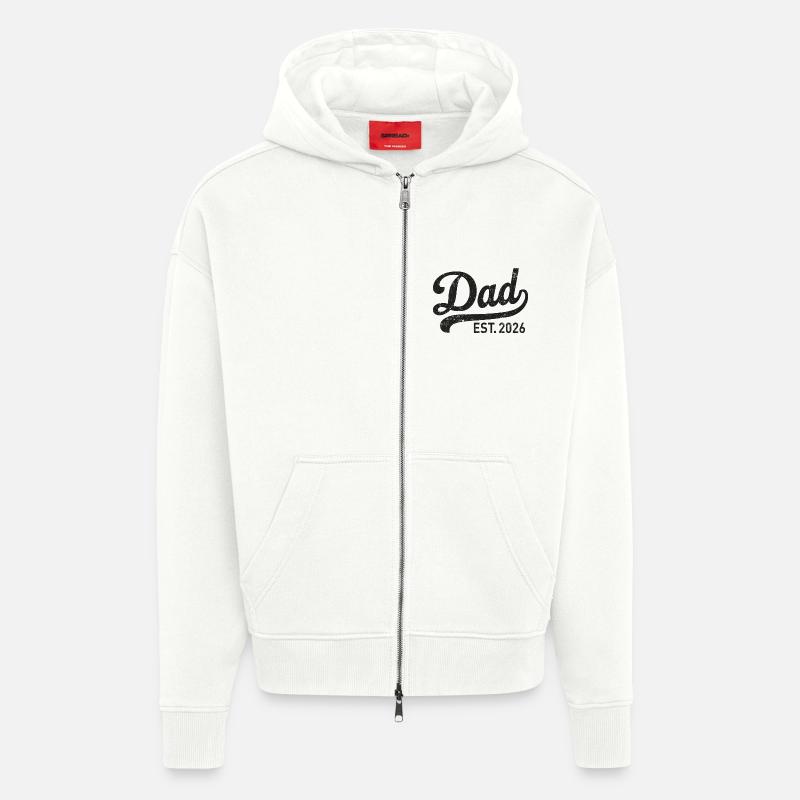 Dad Est. 2026 Rétro Script - Veste à capuche bio épaisse oversize fabriqué en UE - OFF WHITE