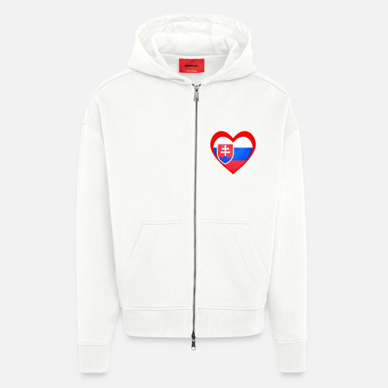 Červené Srdce Slovensko - Veste à capuche bio épaisse oversize fabriqué en UE - OFF WHITE