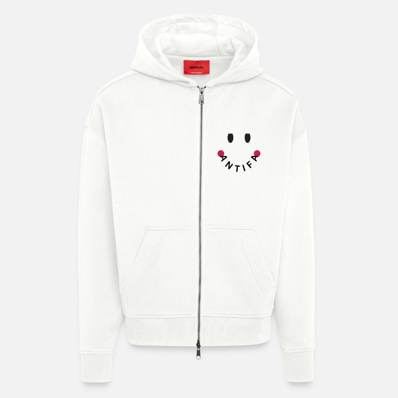 Original Antifa amical - Veste à capuche bio épaisse oversize fabriqué en UE - OFF WHITE