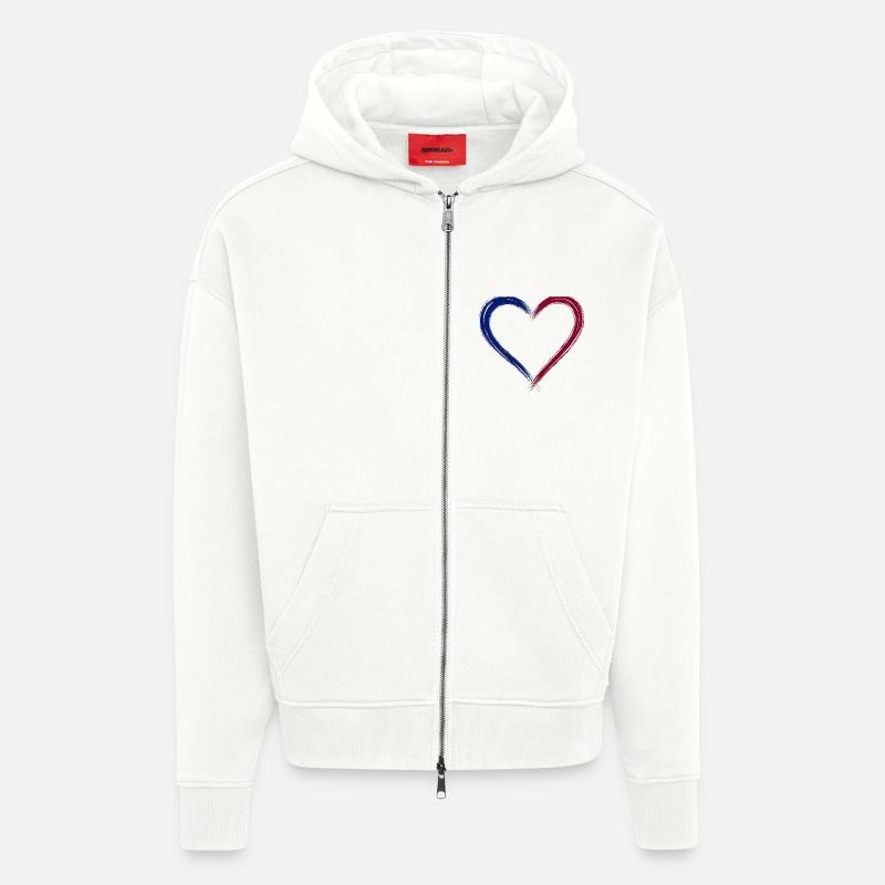 Le cœur est bâclé et écarlate - Veste à capuche bio épaisse oversize fabriqué en UE - OFF WHITE