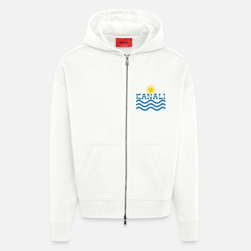 Ondes de Soleil de Kanali - Veste à capuche bio épaisse oversize fabriqué en UE - OFF WHITE