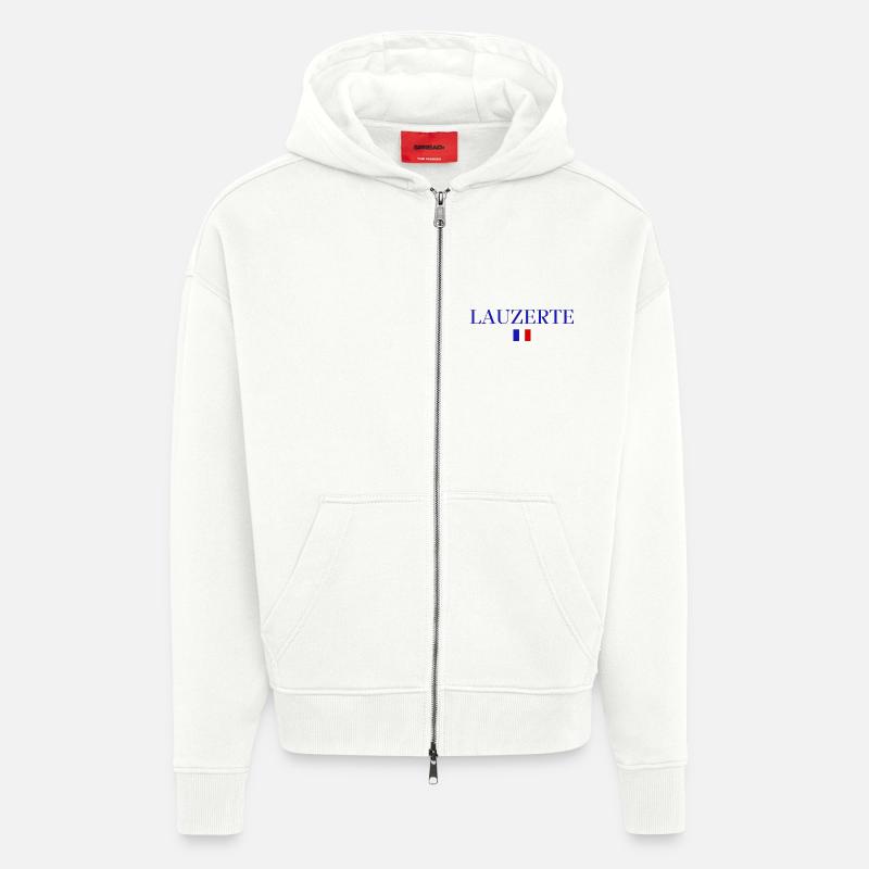 LAUZERTE-Conception du drapeau français. - Veste à capuche bio épaisse oversize fabriqué en UE - OFF WHITE