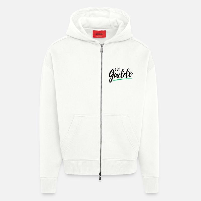 Im Gadde – Logo Sombre - Veste à capuche bio épaisse oversize fabriqué en UE - OFF WHITE