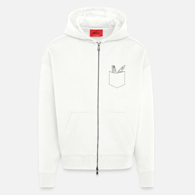 Poche de poitrine mécanique - Veste à capuche bio épaisse oversize fabriqué en UE - OFF WHITE