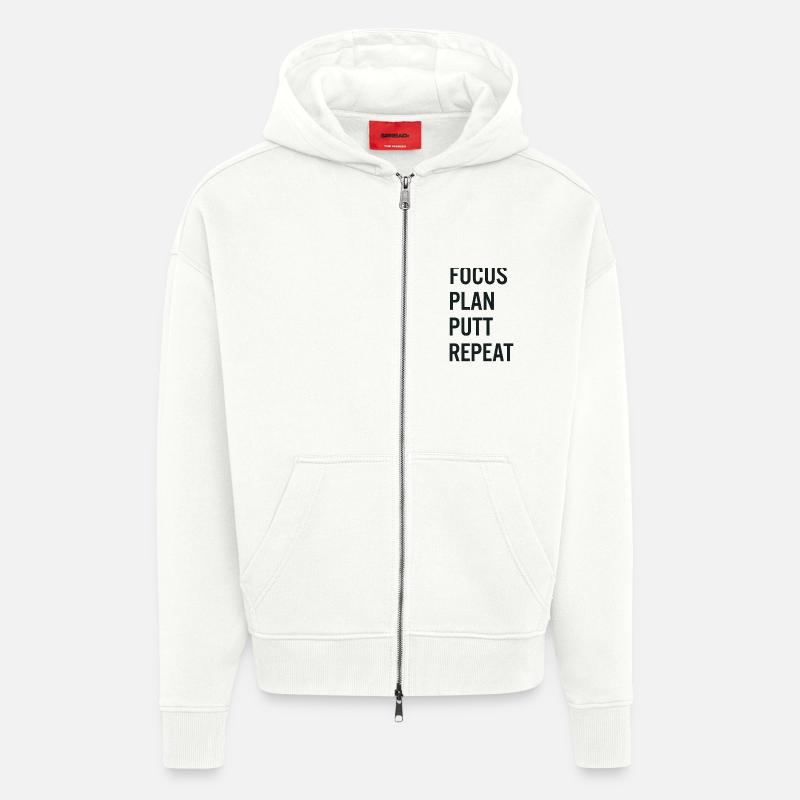 Golf Focus Plan Putt Reapeat - Veste à capuche bio épaisse oversize fabriqué en UE - OFF WHITE