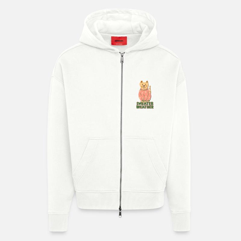 Météo des pulls - Veste à capuche bio épaisse oversize fabriqué en UE - OFF WHITE