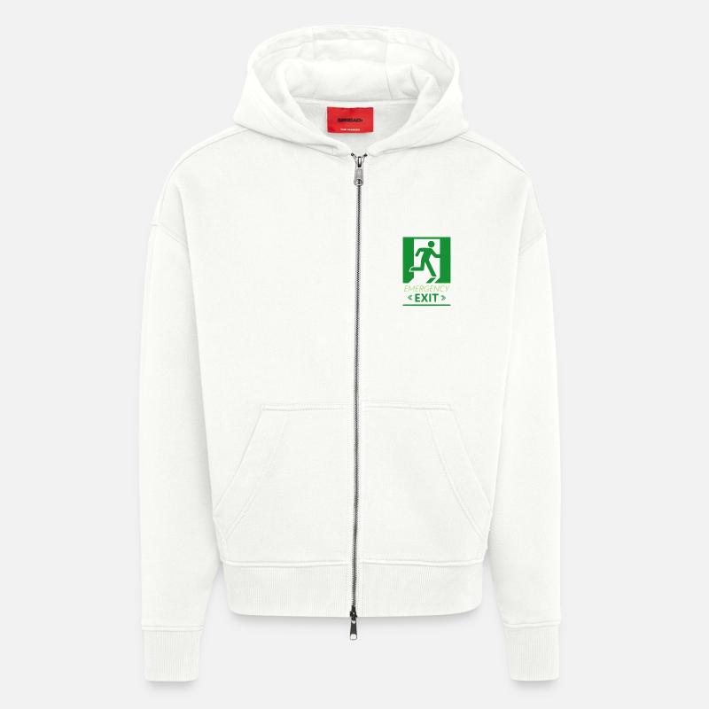 Emergency Exit Basic Green - Zip Hoodie - made by SPREAD - OFF WHITE