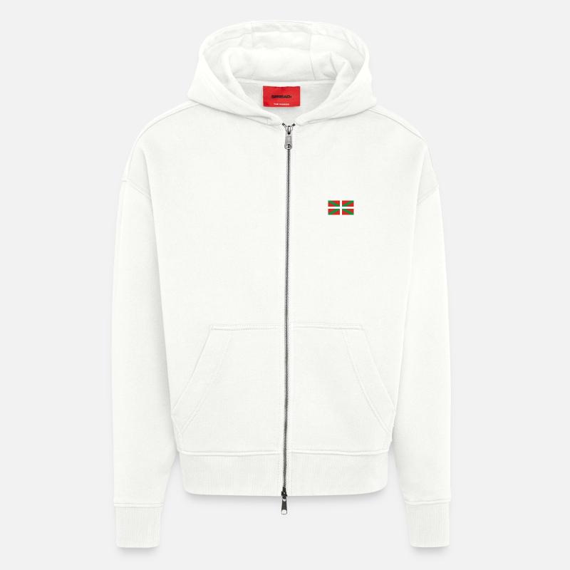 Drapeau Euskadi - Veste à capuche bio épaisse oversize fabriqué en UE - OFF WHITE