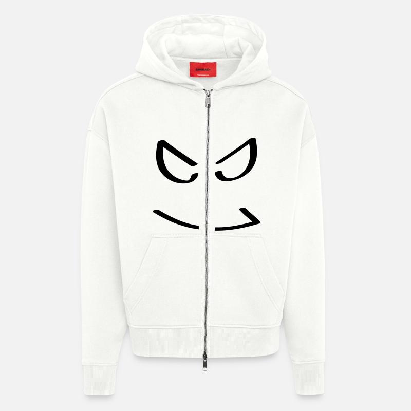 smiley - Veste à capuche bio épaisse oversize fabriqué en UE - OFF WHITE