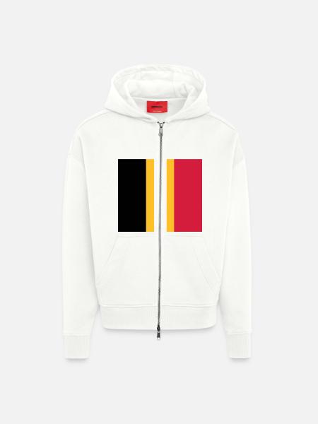 National Flag of Belgium - Zip Hoodie - made by SPREAD - OFF WHITE