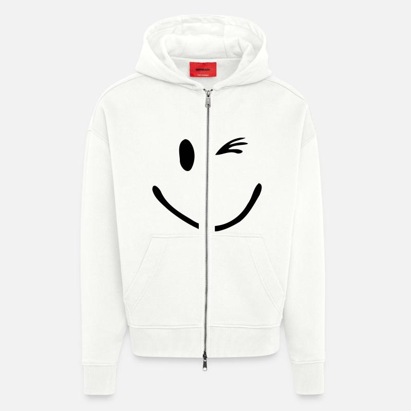 Zwinker Smiley - Zip Hoodie - made by SPREAD - OFF WHITE