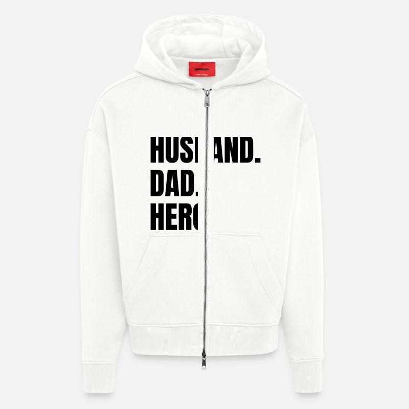 Husband Dad Hero - Veste à capuche bio épaisse oversize fabriqué en UE - OFF WHITE