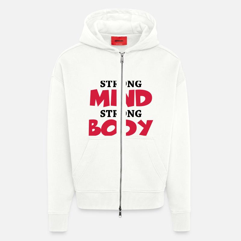 Strong Mind - Strong Body - Veste à capuche bio épaisse oversize fabriqué en UE - OFF WHITE