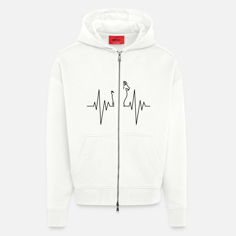 Pouls de chèvre - Veste à capuche bio épaisse oversize fabriqué en UE - OFF WHITE