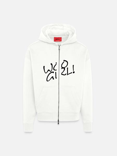 WOO FILLE! - Veste à capuche bio épaisse oversize fabriqué en UE - OFF WHITE