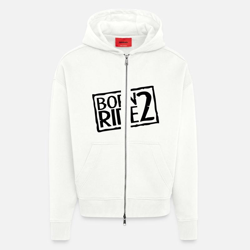 Born 2 Ride - Veste à capuche bio épaisse oversize fabriqué en UE - OFF WHITE