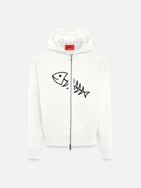 fischgraete1 - Zip Hoodie - made by SPREAD - OFF WHITE