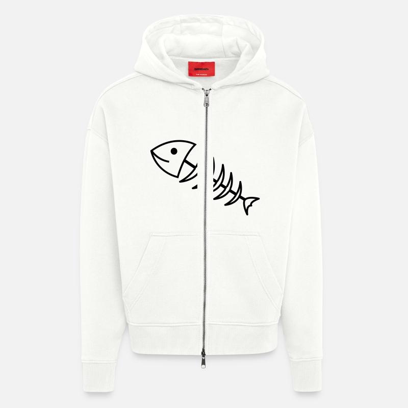 fischgraete1 - Veste à capuche bio épaisse oversize fabriqué en UE - OFF WHITE