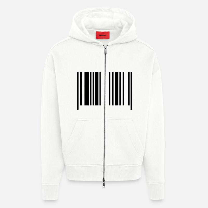 barcode - Veste à capuche bio épaisse oversize fabriqué en UE - OFF WHITE