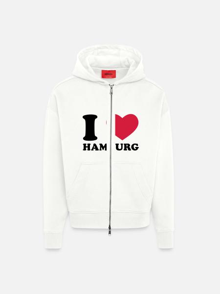 I Love Hamburg - Zip Hoodie - made by SPREAD - OFF WHITE