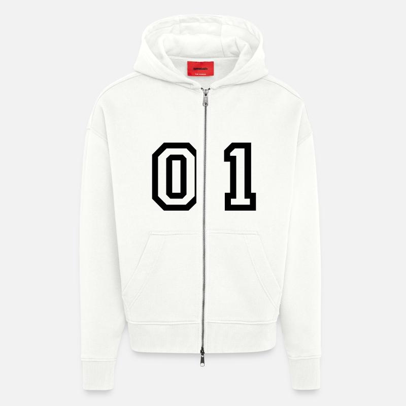 nombre - 01 - zéro un - Veste à capuche bio épaisse oversize fabriqué en UE - OFF WHITE