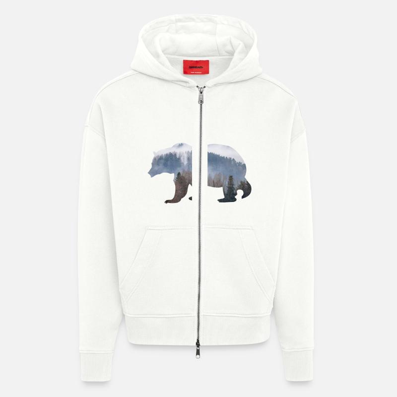 Bär mit Wald - Zip Hoodie - made by SPREAD - OFF WHITE