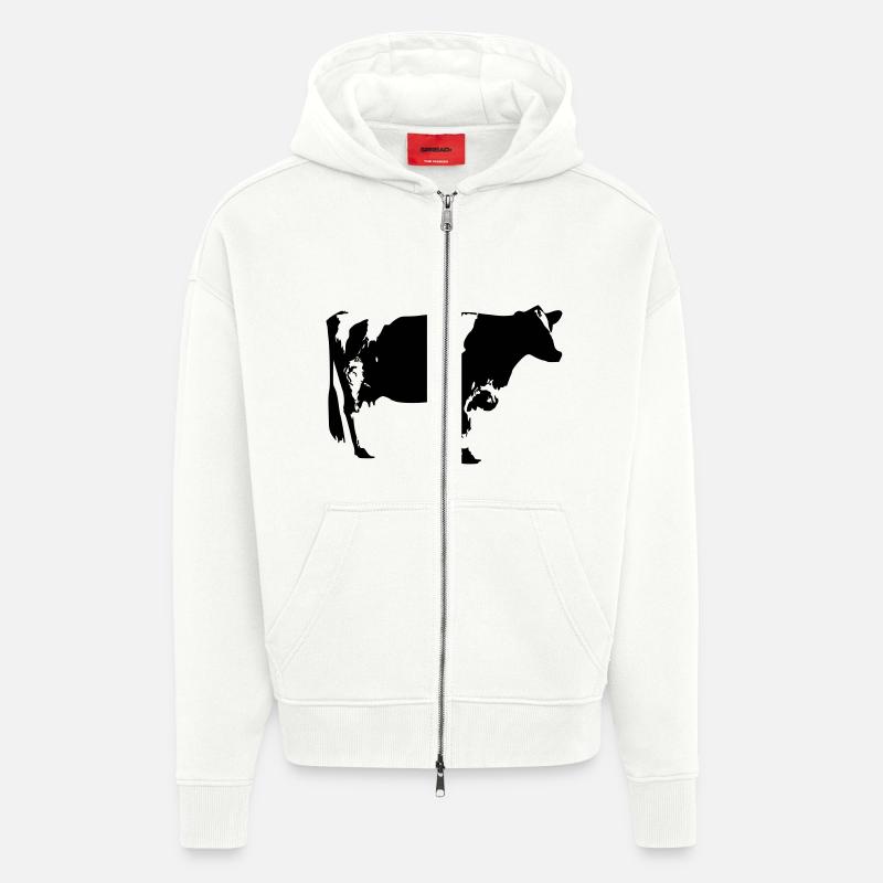 cow - Zip Hoodie - made by SPREAD - OFF WHITE