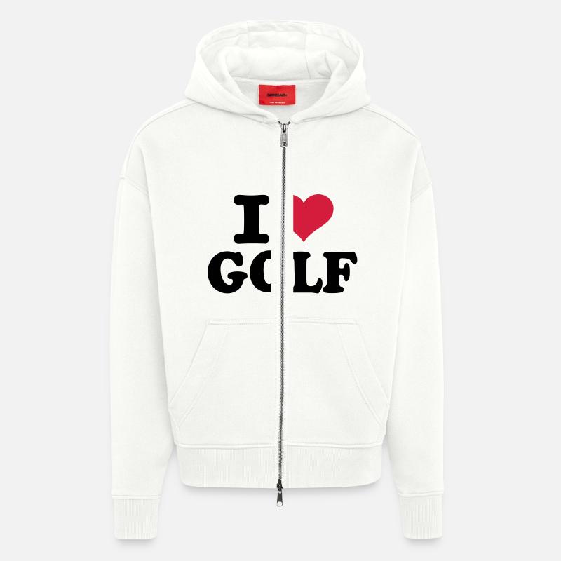 I love Golf - Veste à capuche bio épaisse oversize fabriqué en UE - OFF WHITE