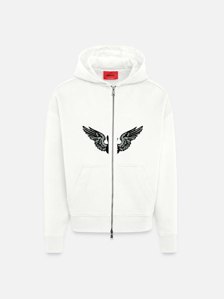 guitar_wings_042013_a_3c - Zip Hoodie - made by SPREAD - OFF WHITE