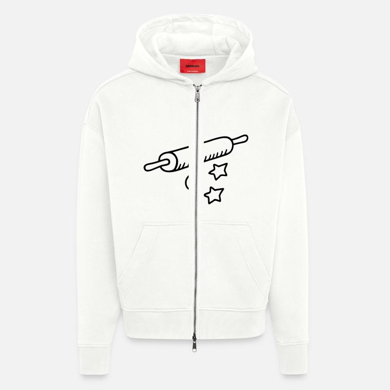 Baking Cookies - rolling pin - Zip Hoodie - made by SPREAD - OFF WHITE