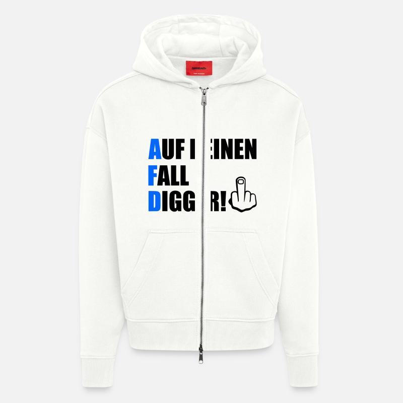 auf keinen fall digga - Zip Hoodie - made by SPREAD - OFF WHITE