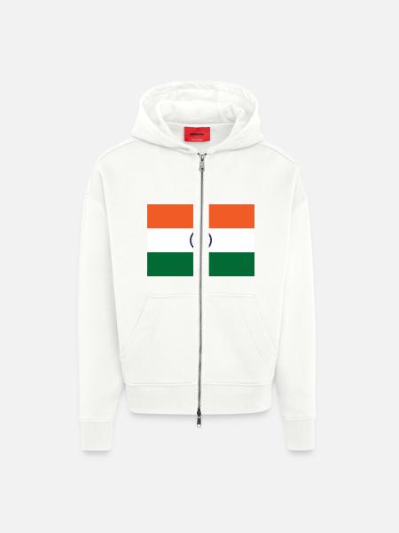 Inde - Veste à capuche bio épaisse oversize fabriqué en UE - OFF WHITE
