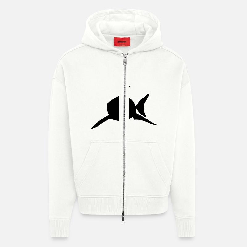 requin shark silhouette ombre shadow2 - Veste à capuche bio épaisse oversize fabriqué en UE - OFF WHITE