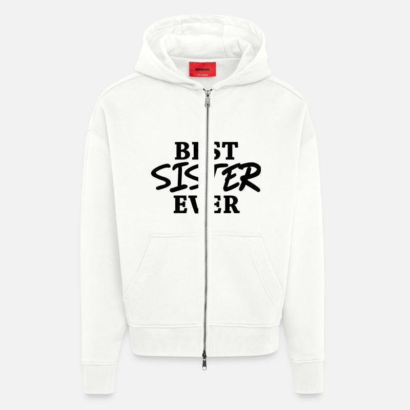 Best Sister ever - Veste à capuche bio épaisse oversize fabriqué en UE - OFF WHITE