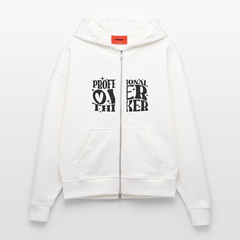 Professional Overthinker Witty Typography Humor Zip Hoodie - made by SPREAD