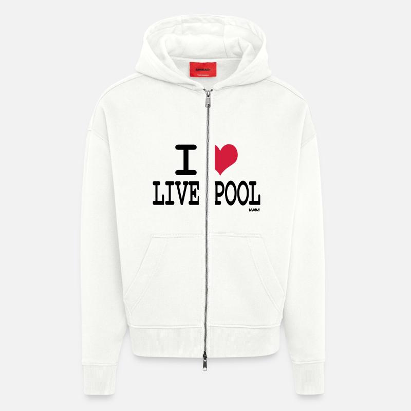 j'aime liverpool par wam - Veste à capuche bio épaisse oversize fabriqué en UE - OFF WHITE