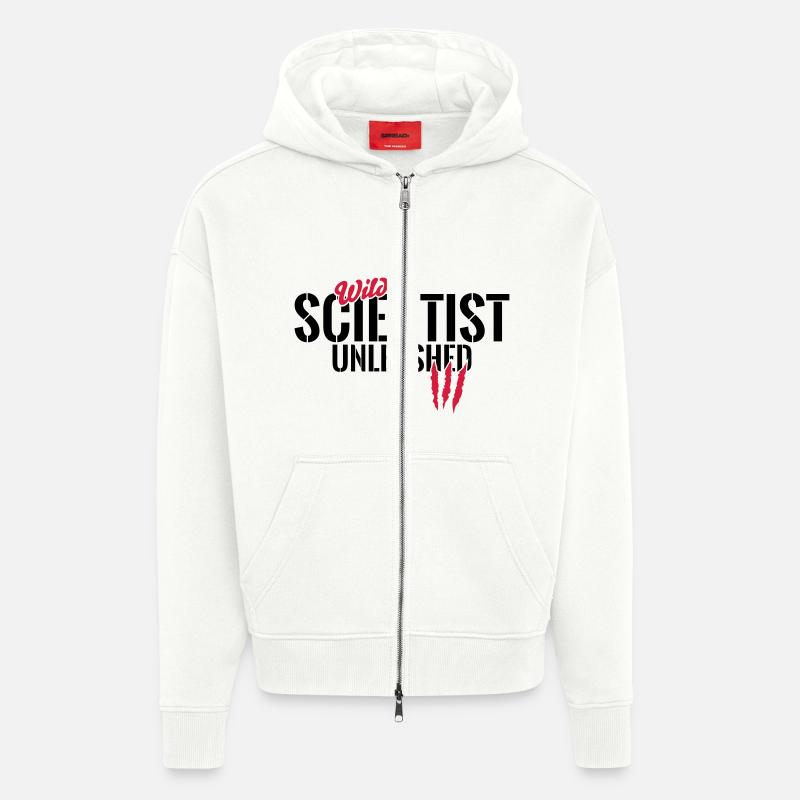 Scientifiques sauvages déchaînés - Veste à capuche bio épaisse oversize fabriqué en UE - OFF WHITE