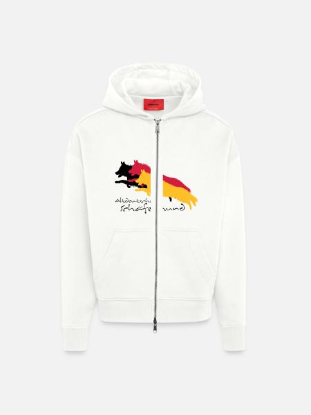 altdeutscher schäferhund - Zip Hoodie - made by SPREAD - OFF WHITE