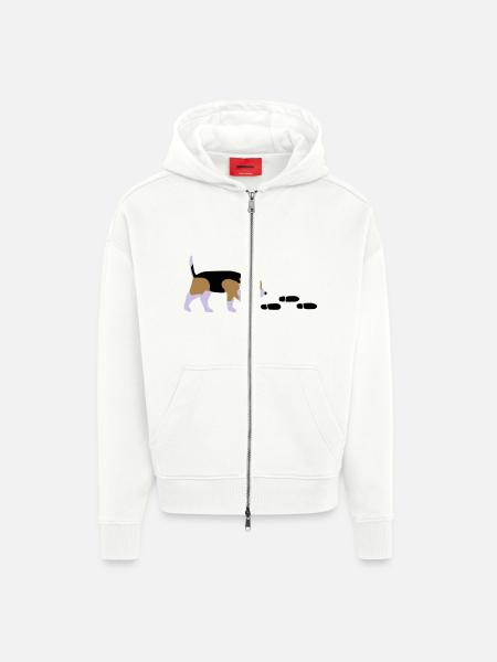 Beagle Mantrailer - Zip Hoodie - made by SPREAD - OFF WHITE