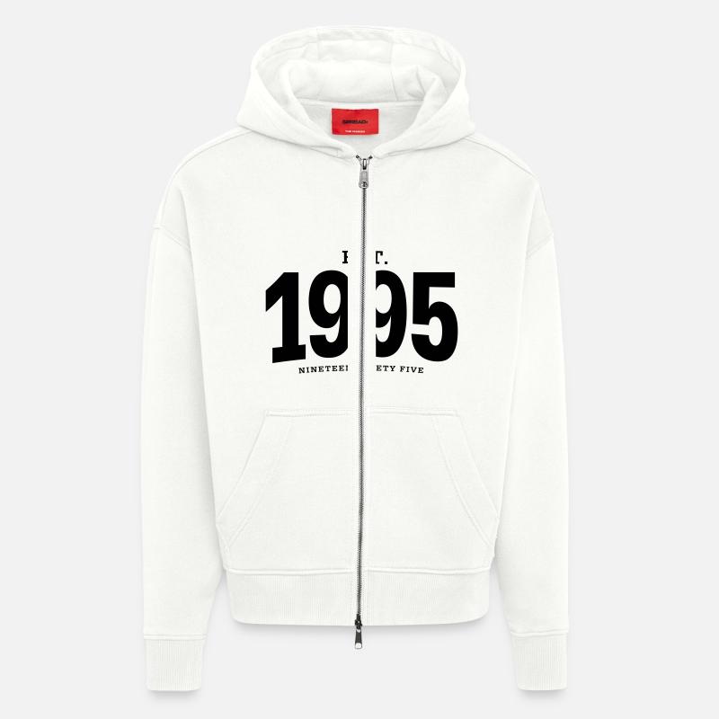 HNE. 1995 Nineteen Ninety Five - Veste à capuche bio épaisse oversize fabriqué en UE - OFF WHITE