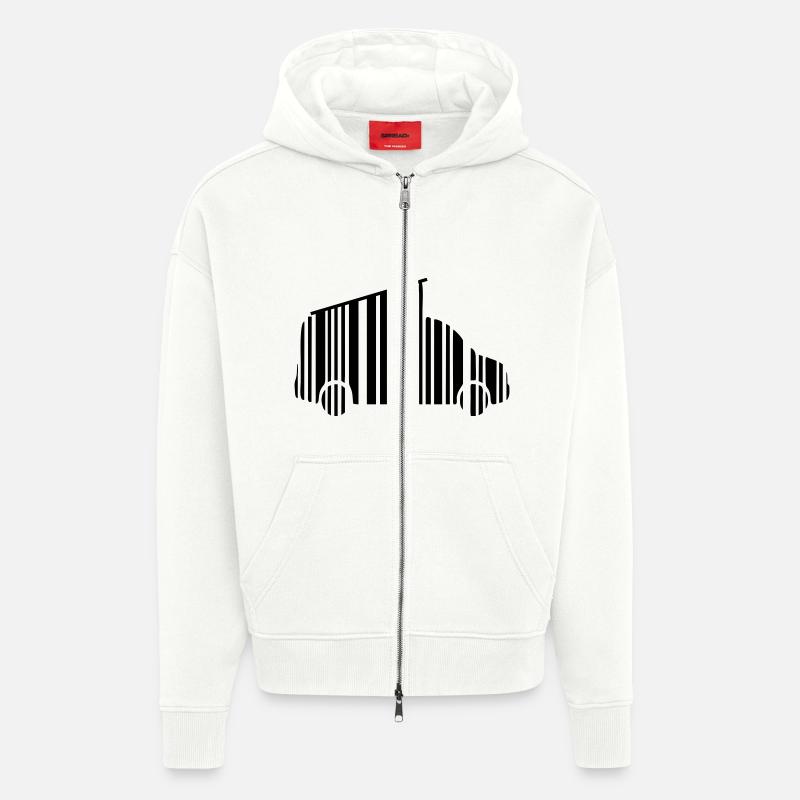 camper van dachzelt strichcode - Zip Hoodie - made by SPREAD - OFF WHITE
