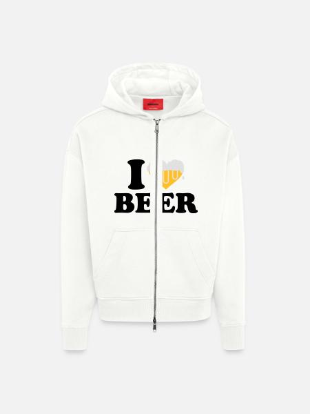 I love Beer - Zip Hoodie - made by SPREAD - OFF WHITE