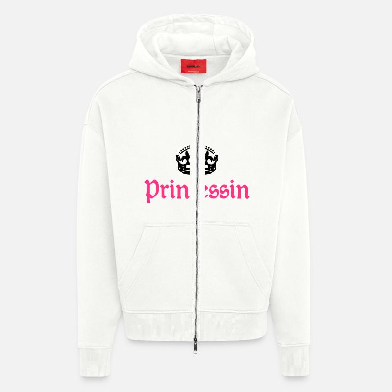 Princesse avec la couronne - Veste à capuche bio épaisse oversize fabriqué en UE - OFF WHITE