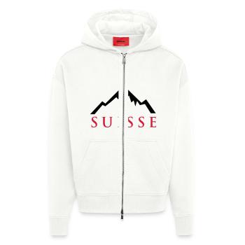 Swiss Alps - Veste à capuche bio épaisse oversize fabriqué en UE - OFF WHITE - Devant