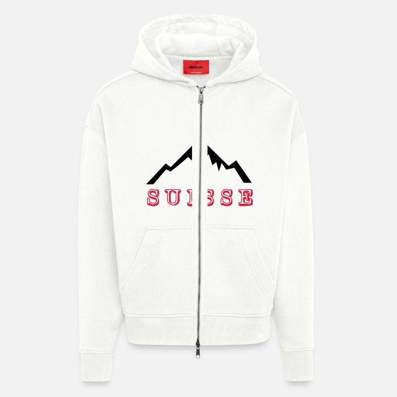 Mount Blanc - Suisse - Veste à capuche bio épaisse oversize fabriqué en UE - OFF WHITE