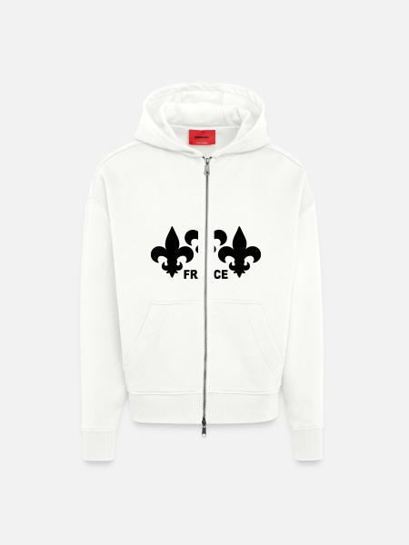 Fleurs de Lys - Veste à capuche bio épaisse oversize fabriqué en UE - OFF WHITE