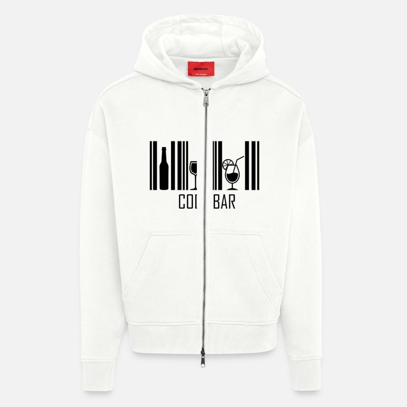 Code Bar - Veste à capuche bio épaisse oversize fabriqué en UE - OFF WHITE